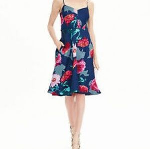 BANANA REPUBLIC DRESS - floral strappy poppy pink
